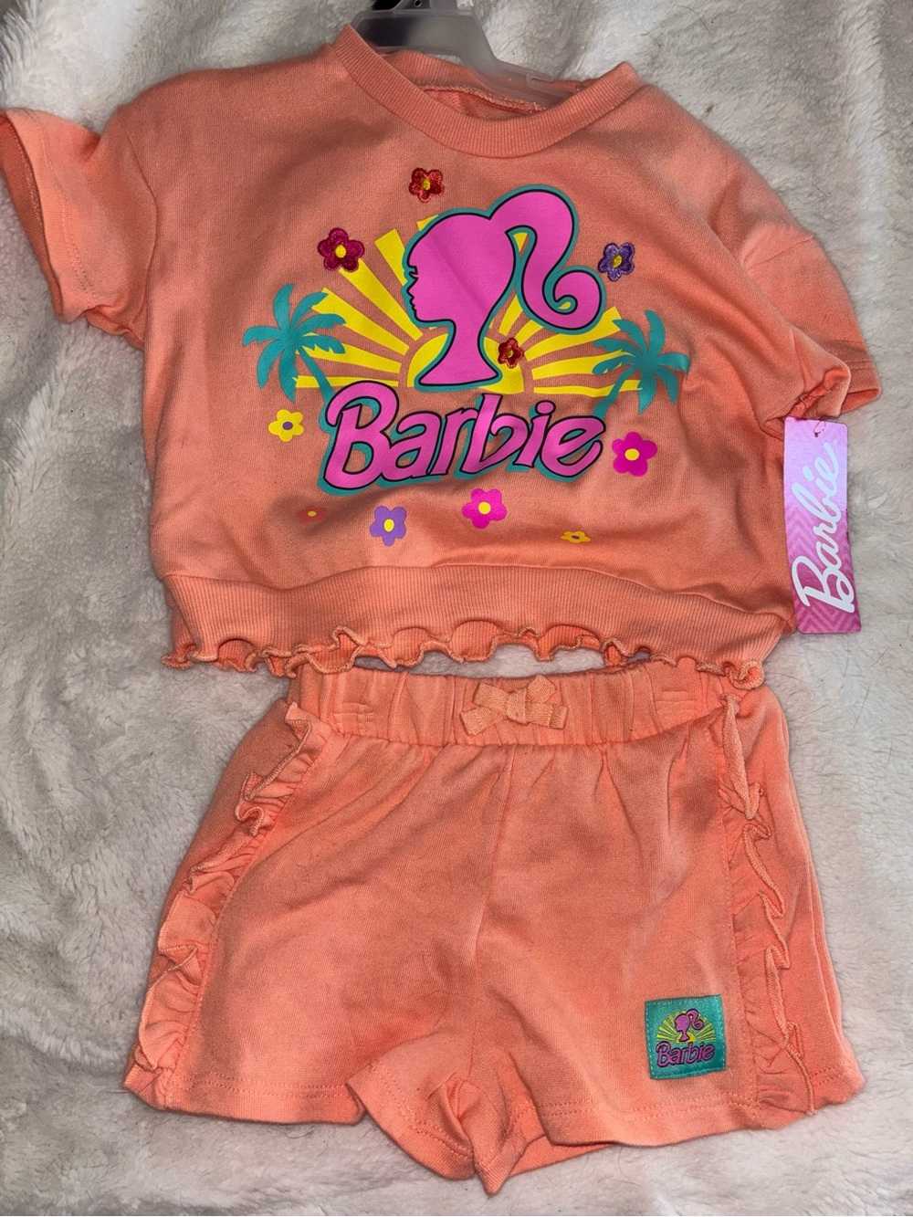 Girls 2t Barbie two piece short set nwt